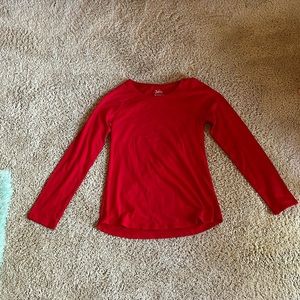 Casual Red Long Sleeve Tee